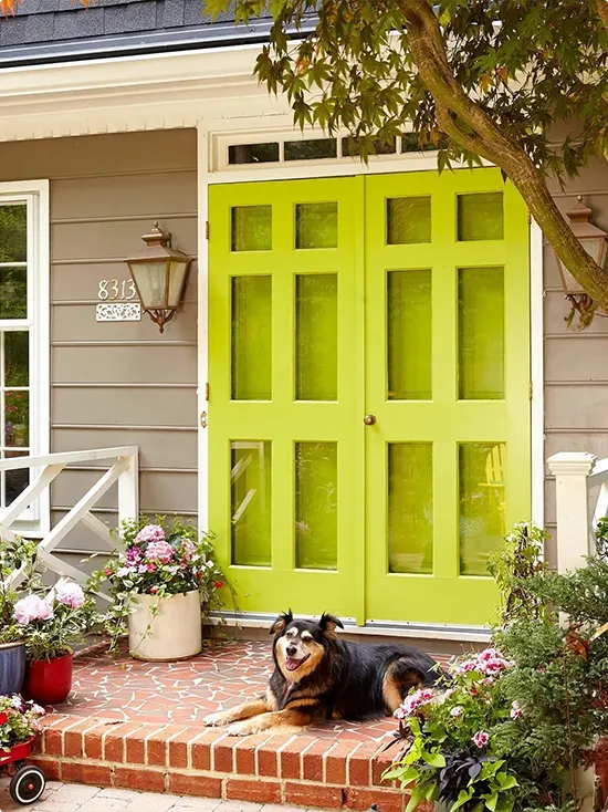 Chartreuse Double Front Doors