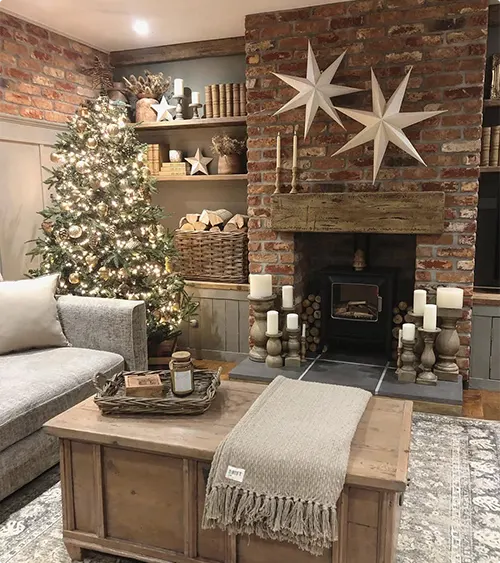 Exposed Brick Corner for Christmas