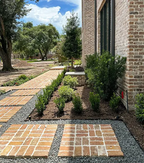 Geometric Brick and Sectioned Gravel Pathways