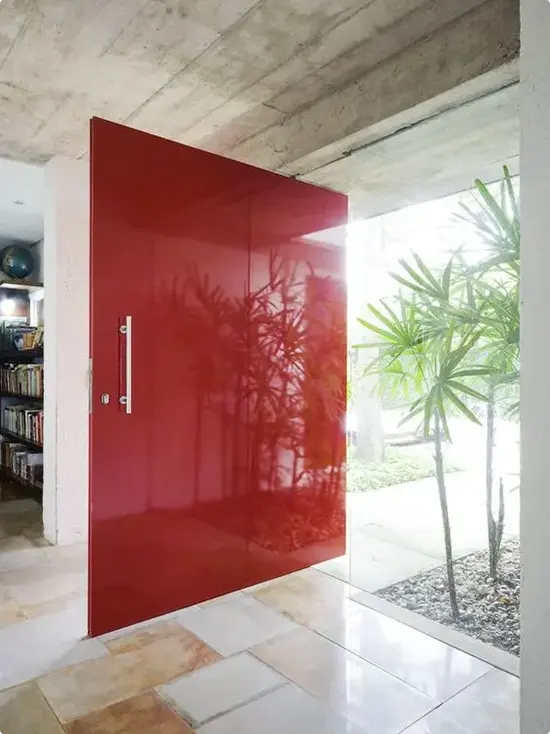 Glossy red oversized pivot door