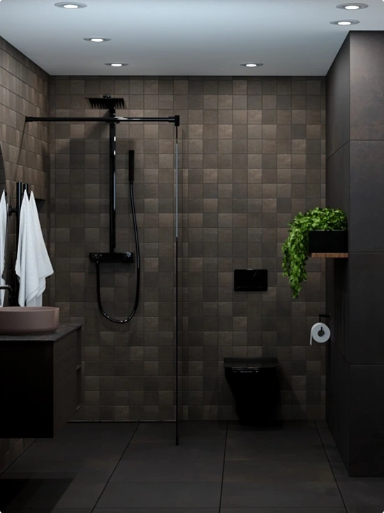 Greenery and Dark Mocha 3D Shower Tile