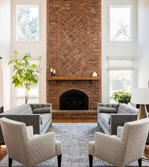 Herringbone Fireplace Center Panel