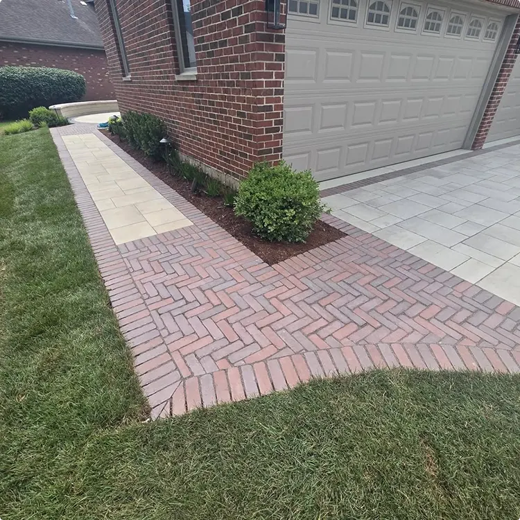 Herringbone Walkway at a Classic Brick House
