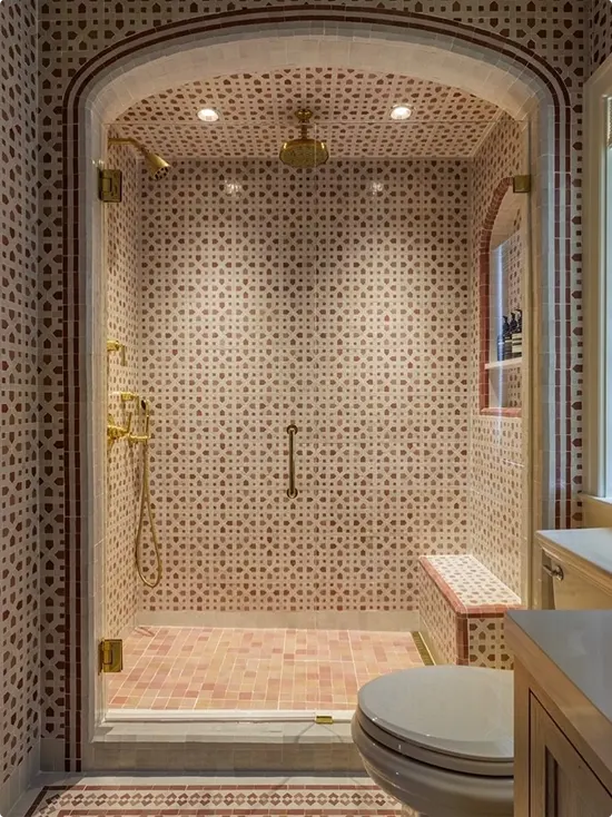 Moroccan Mosaic Tile Shower Arch