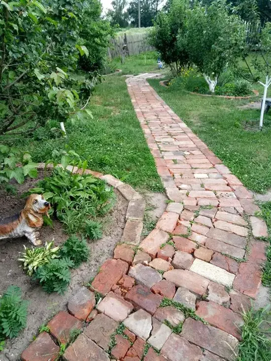 Orchard Garden with a Reclaimed Brick Path