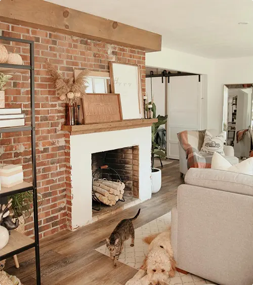 Partly Brick Fireplace