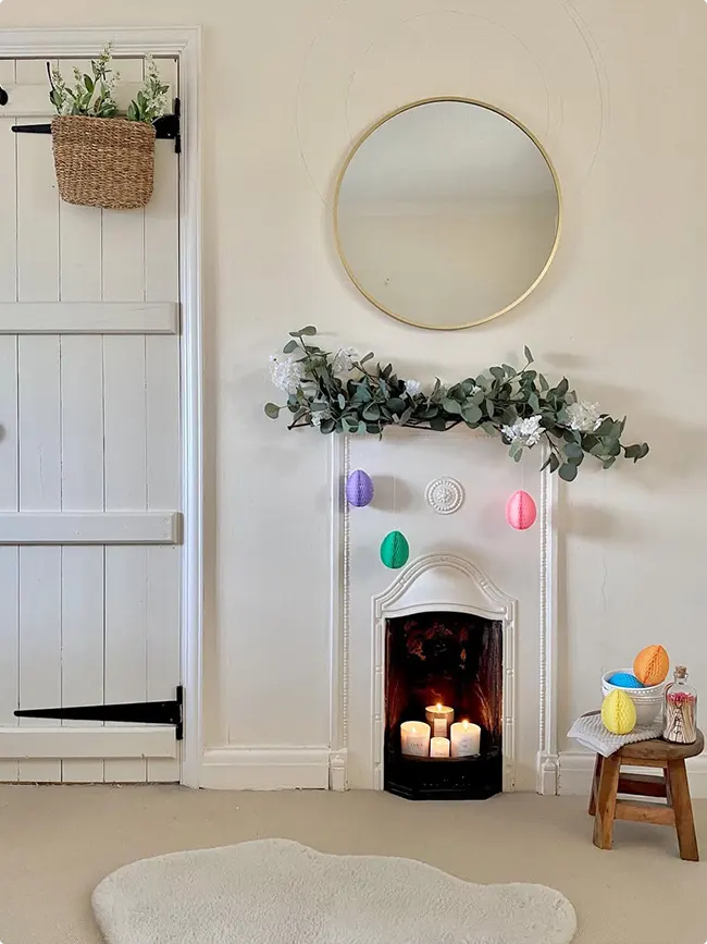 Playful Easter Fireplace Decor