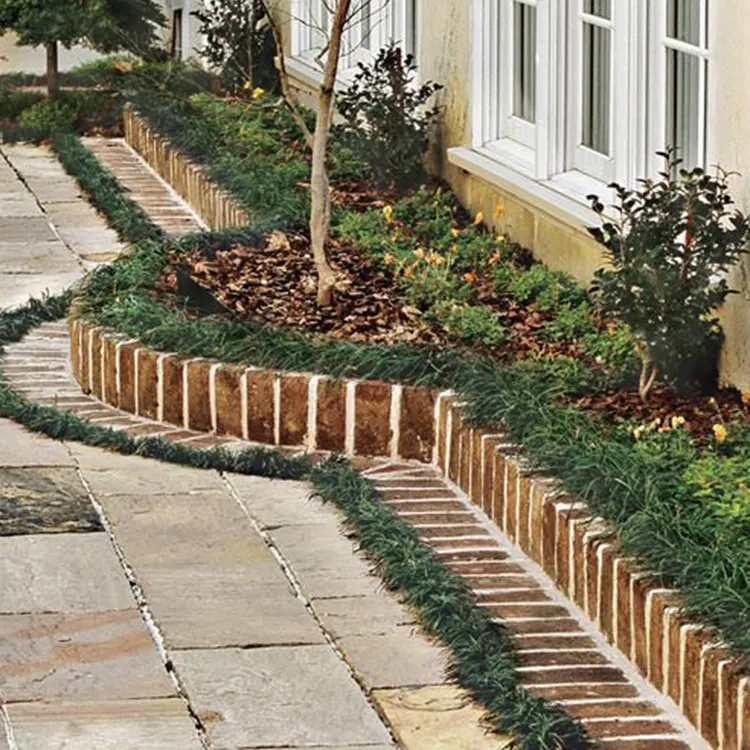 Tall Vertical Brick Edging Along Path Sides