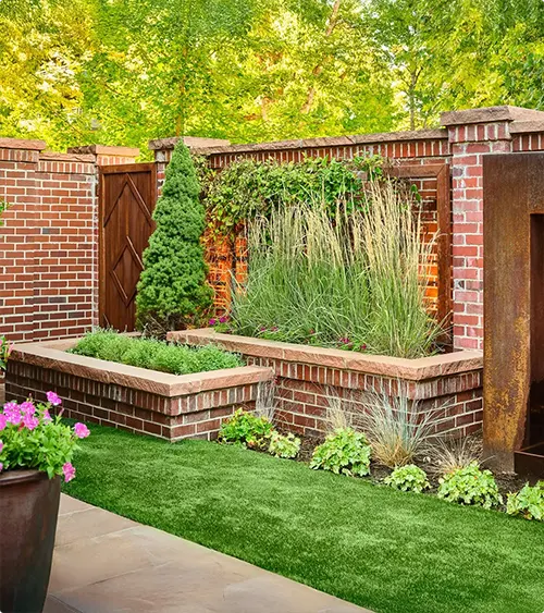 Tiered Brick Planter and Privacy Fence