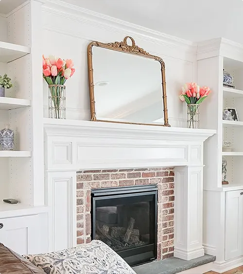 White Surround Brick Fireplace