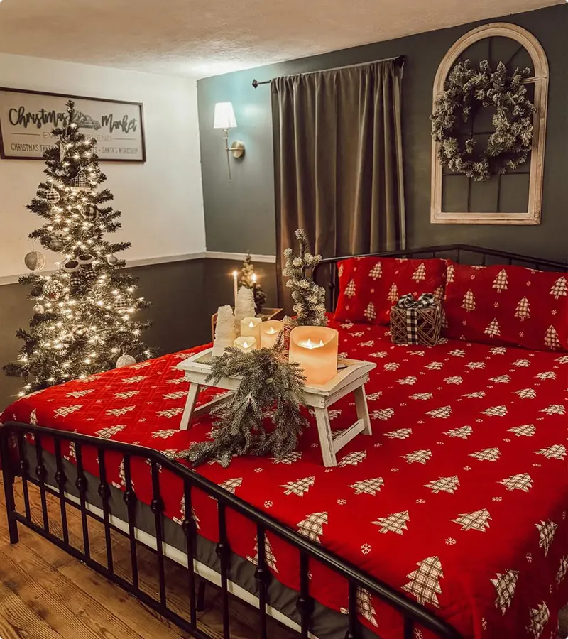 Modern Rustic Tree Print Bedroom