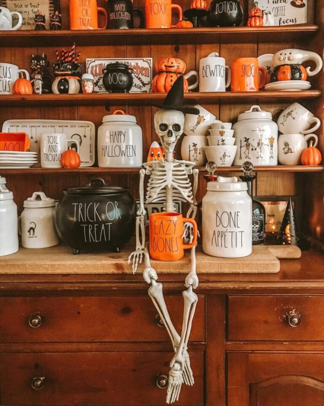 Skeleton on a Mug Shelf