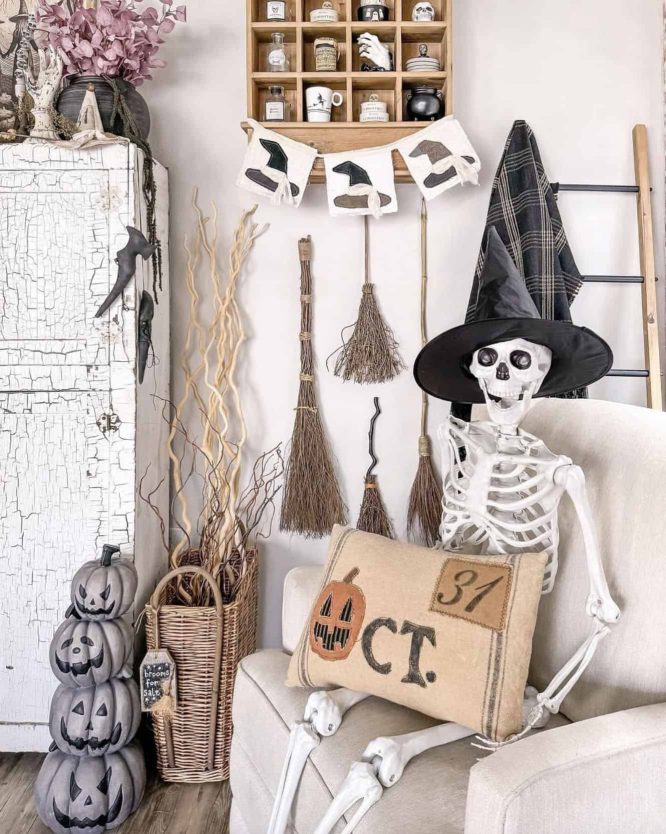 Witch Skeleton in a Cozy Corner