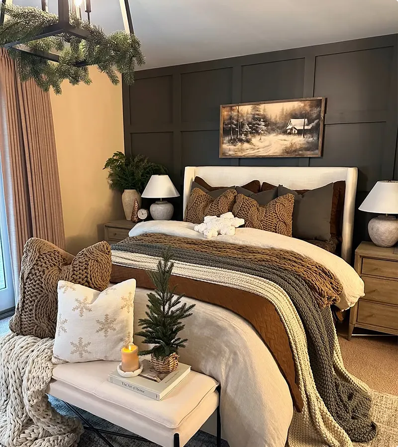 Woodland Christmas Bedroom with Subtle Sparkle