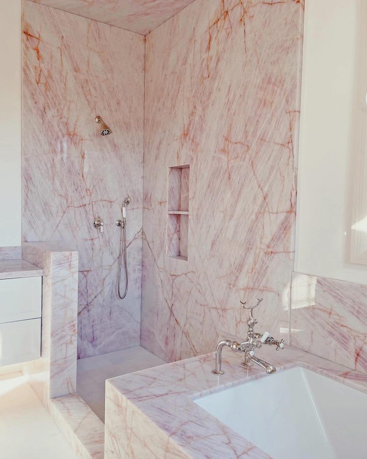 Blush Pink Marble Shower