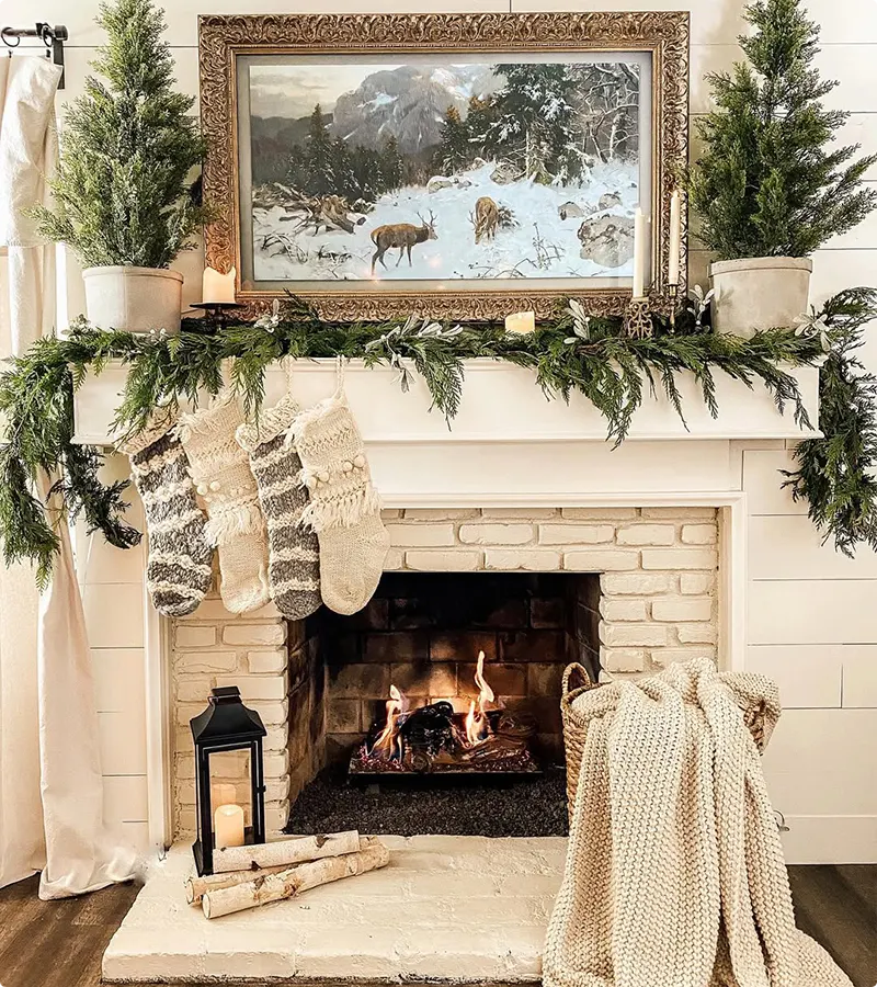 Cable-Knit Stockings for Rustic Winter Mantel Decor