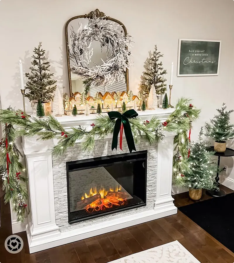 Frosted Forest Christmas Mantel Village