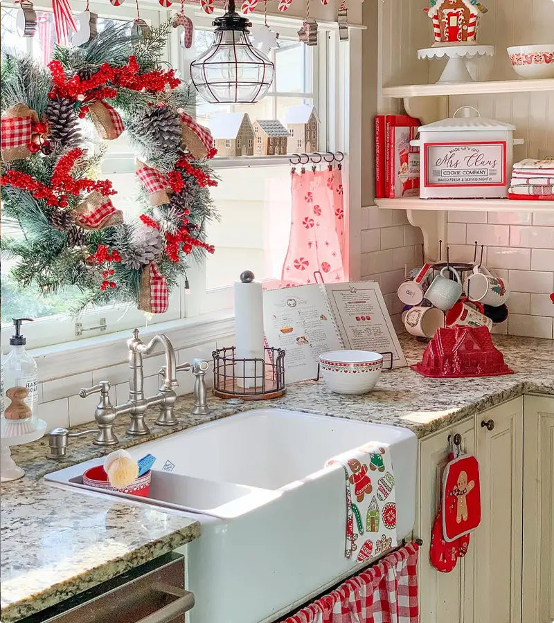 Gingham Wreath by the Sink