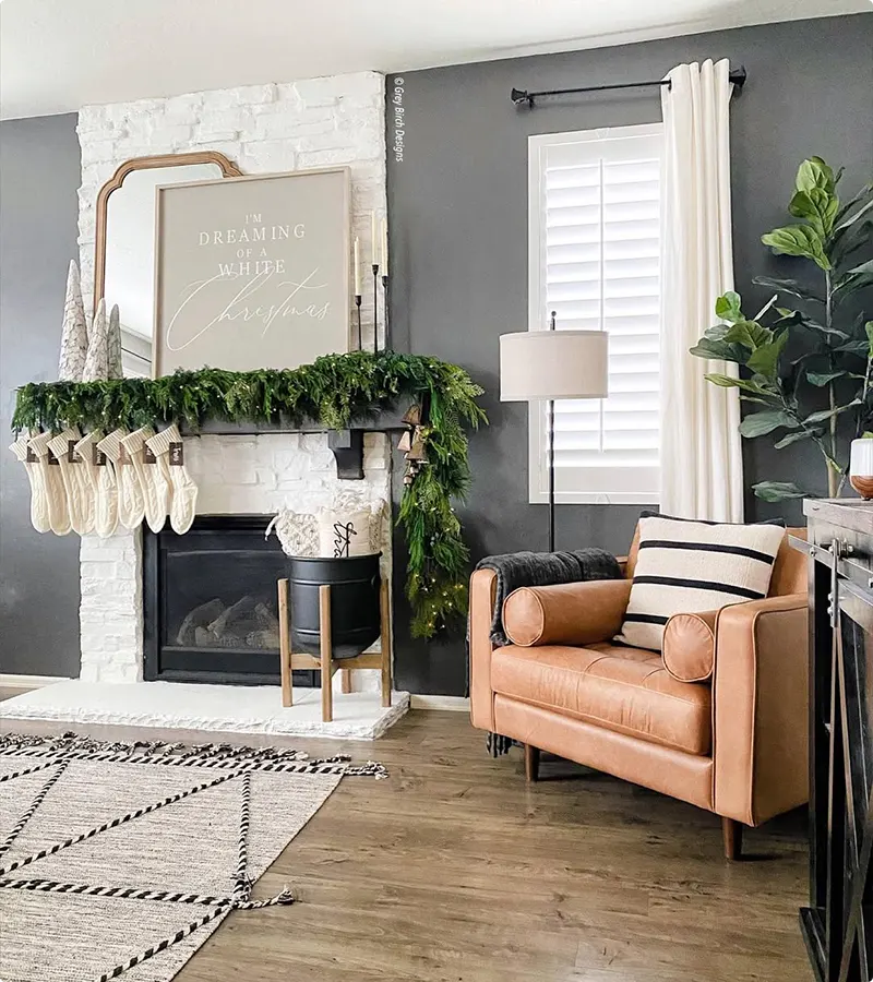 High Contrast White Fireplace Decor