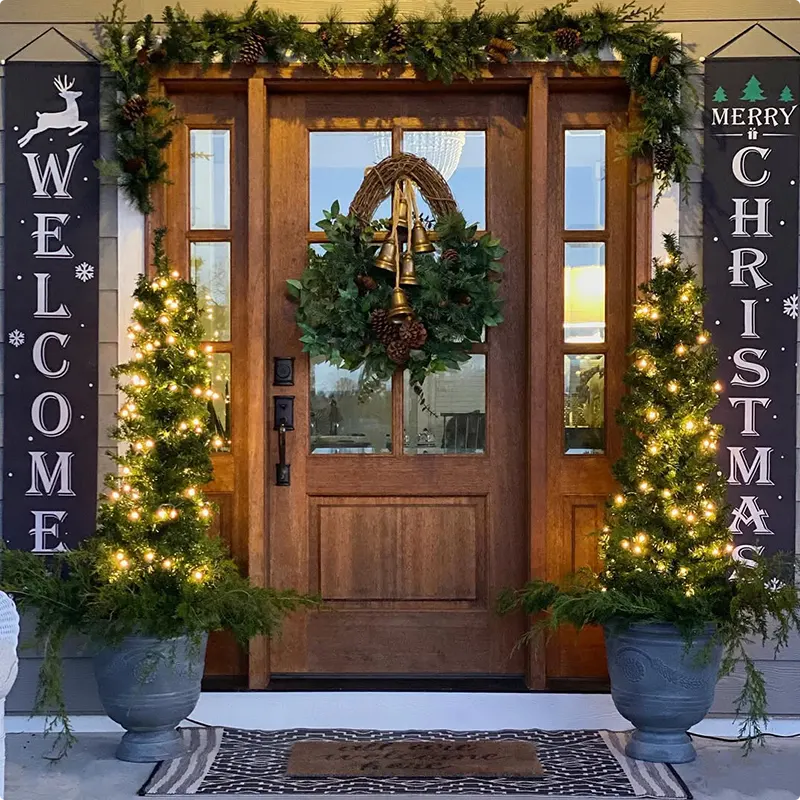 Modern Minimalist Rustic Christmas Porch Decor