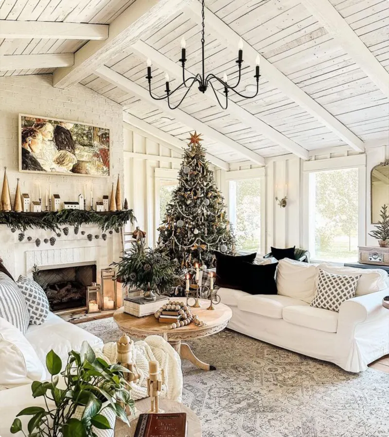 Monochromatic Farmhouse Holiday Decor