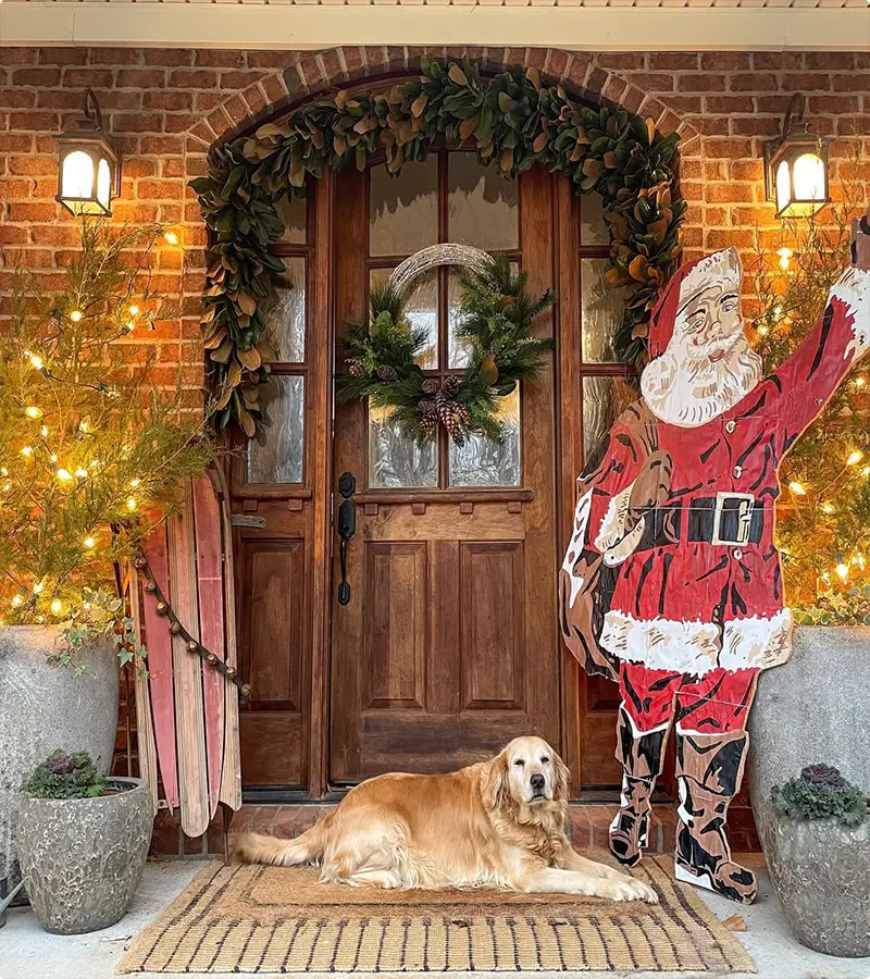 Retro Santa and Sleigh in a Vintage Style