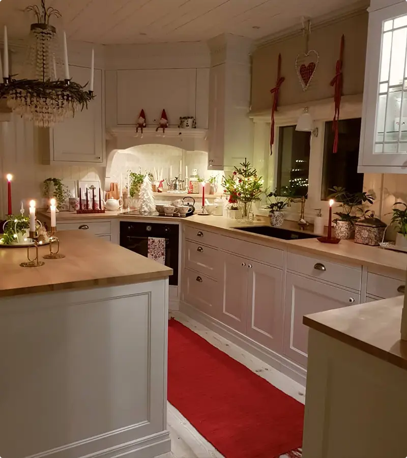 Scandinavian Hygge Kitchen Decor with Candlelight