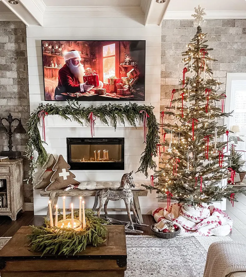 Television Decor Integration with Digital Holiday Artwork