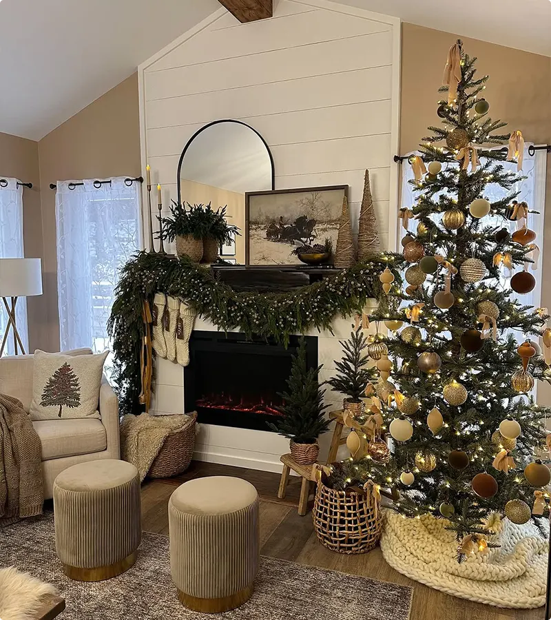 Vintage Winter Artwork Christmas Mantel with Layered Textures