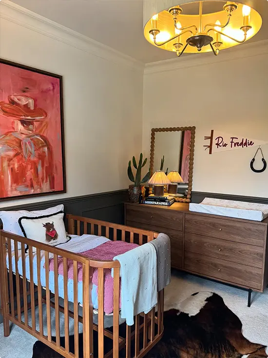 A Mid-Century Western Room and Its Cowhide Rug