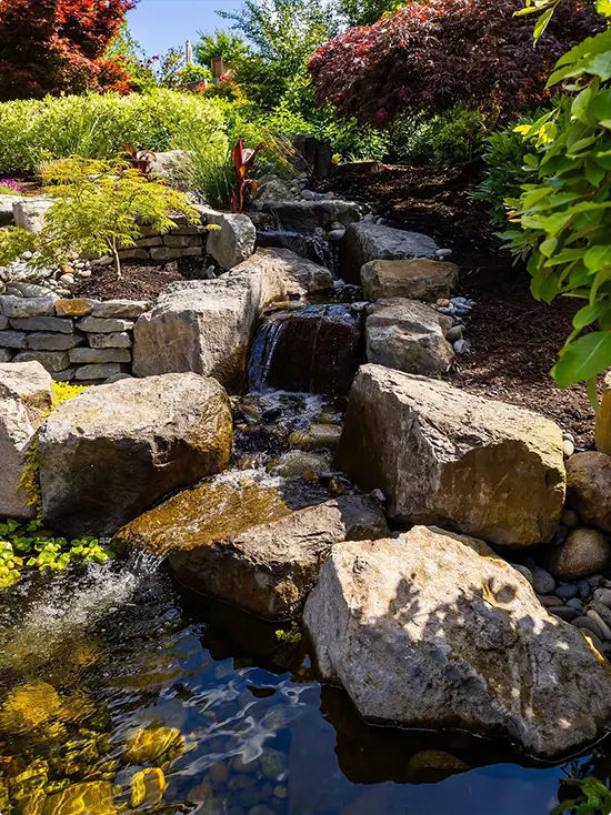 Boulder Waterfall Garden Corner