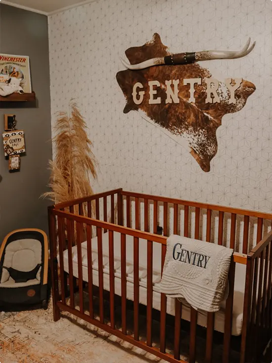 Longhorn Baby Name Decal