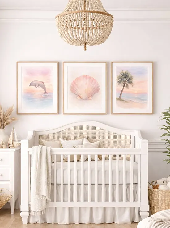 Pastel Beach Gallery for a Coastal Nursery