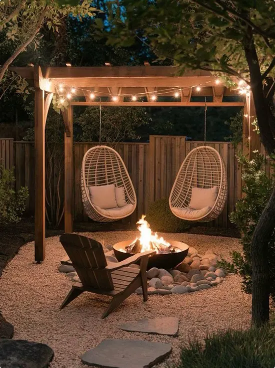 Pergola Fire Pit Corner