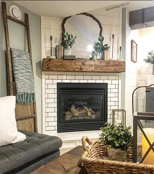 Reclaimed Wood Ladder and Subway Tile