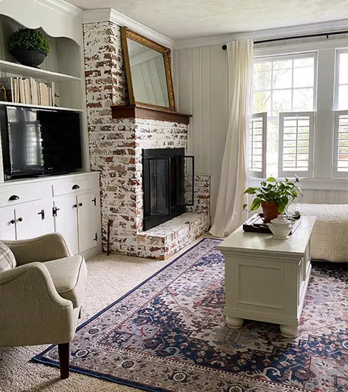 Rustic Mirror on Whitewashed Brick