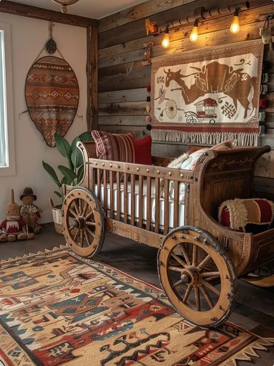 Western Wagon Crib on Barn Wood