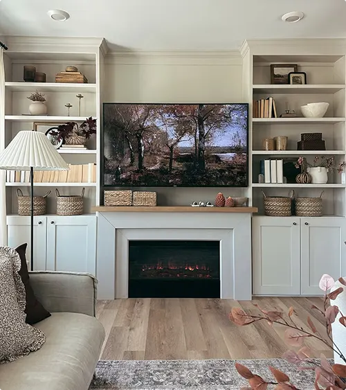 Built-In Shelving Around a Media Center