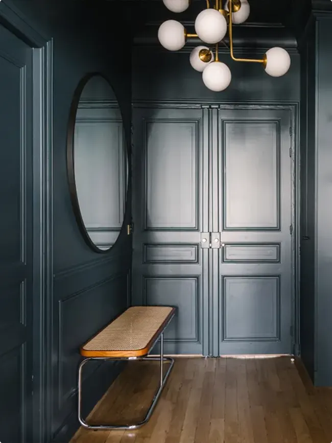 Charcoal Hallway with Panel Molding