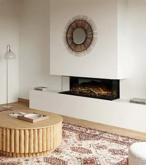 Corner Fireplace with a Minimalist Look