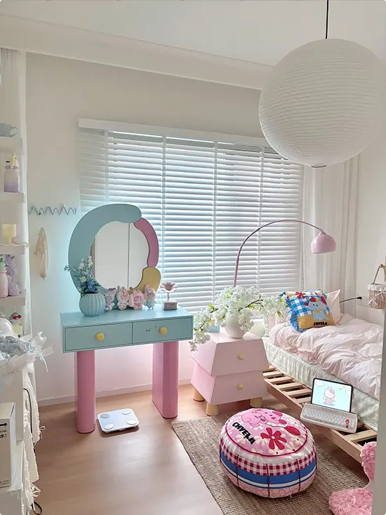 Mushroom Pouf by a Mint Pink Vanity