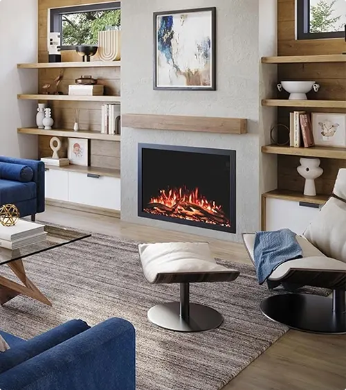 Open Shelves with Blue Details