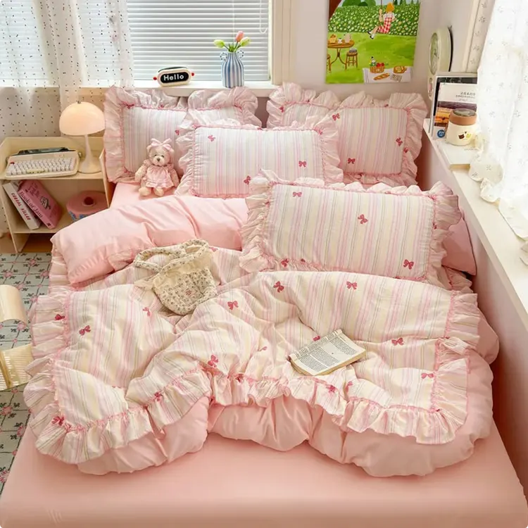 Ruffle Bow Pink Bedding