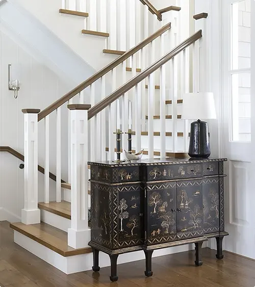 Chinoiserie Cabinet Beneath the Staircase