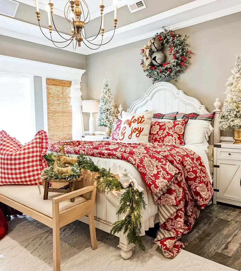 Layered Farmhouse Christmas Bedding