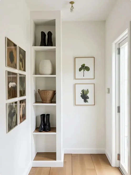Narrow Shelf and Botanical Prints