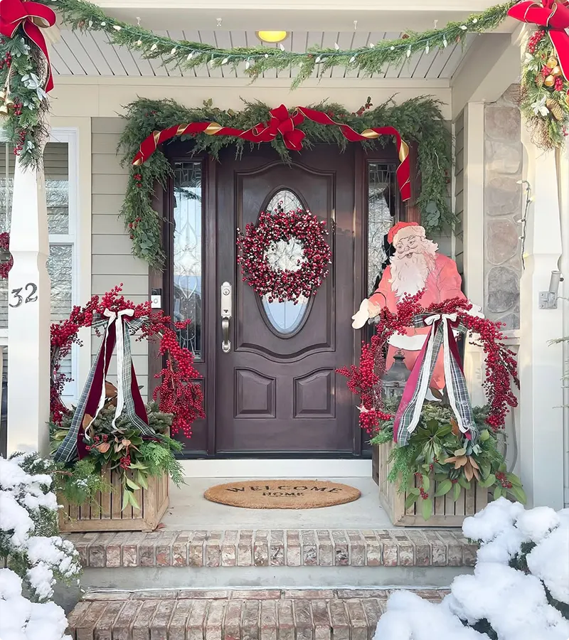 Symmetrical Entrance Planters with Berries