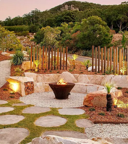 Coastal Timber Screen Fire Pit Area
