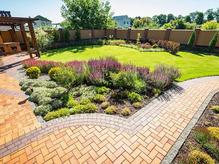 Layered Planting in a Paver Fan