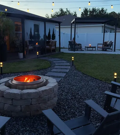 Modern Black Gravel Backyard